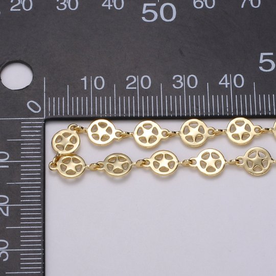 Dainty Star Geometric Chain by Yard Handmade chain, 5x12.8mm Gold cowboy Star Sheriff plated Chain for Necklace Bracelet 24K Gold Filled | ROLL-459 Clearance Pricing - DLUXCA