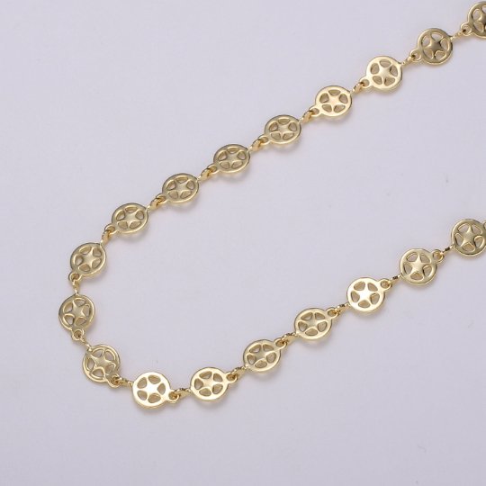 Dainty Star Geometric Chain by Yard Handmade chain, 5x12.8mm Gold cowboy Star Sheriff plated Chain for Necklace Bracelet 24K Gold Filled | ROLL-459 Clearance Pricing - DLUXCA
