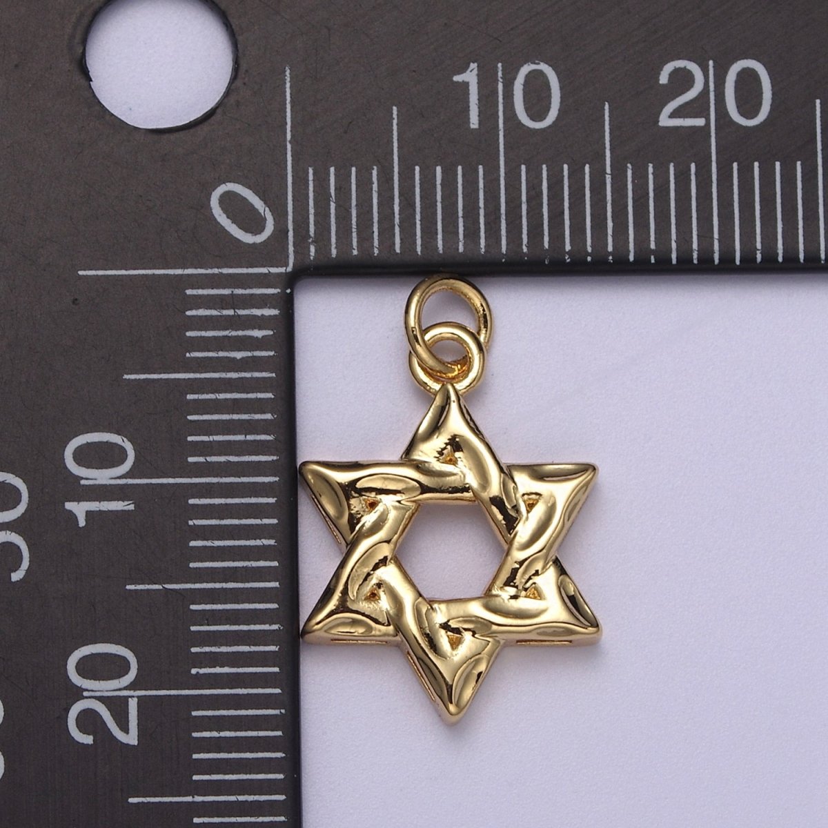 Dainty Star of David Charm Jewish Charm, Rustic Star Religious Jewelry N310 - DLUXCA