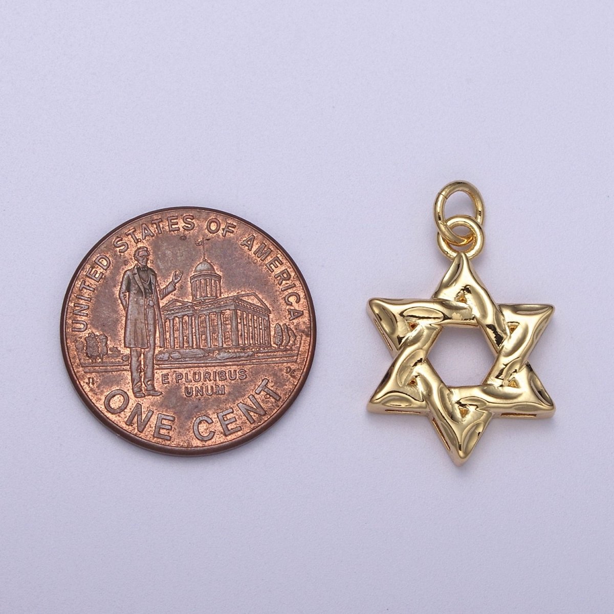 Dainty Star of David Charm Jewish Charm, Rustic Star Religious Jewelry N310 - DLUXCA