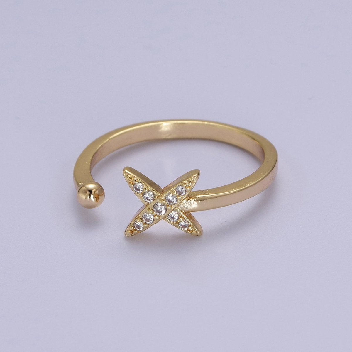Dainty Star Ring - Minimalist Ring - Celestial Jewelry Stacking Rings Thin Gold Filled Band Ring Open Adjustable Jewelry S-518 - DLUXCA