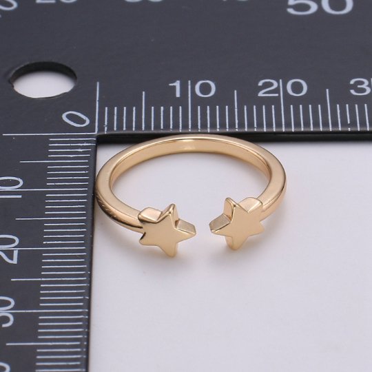 Dainty Star ring, Open Adjustable ring, delicate ring, tiny star ring, minimalist Jewelry Celestial Ring trendy star R-194 - DLUXCA
