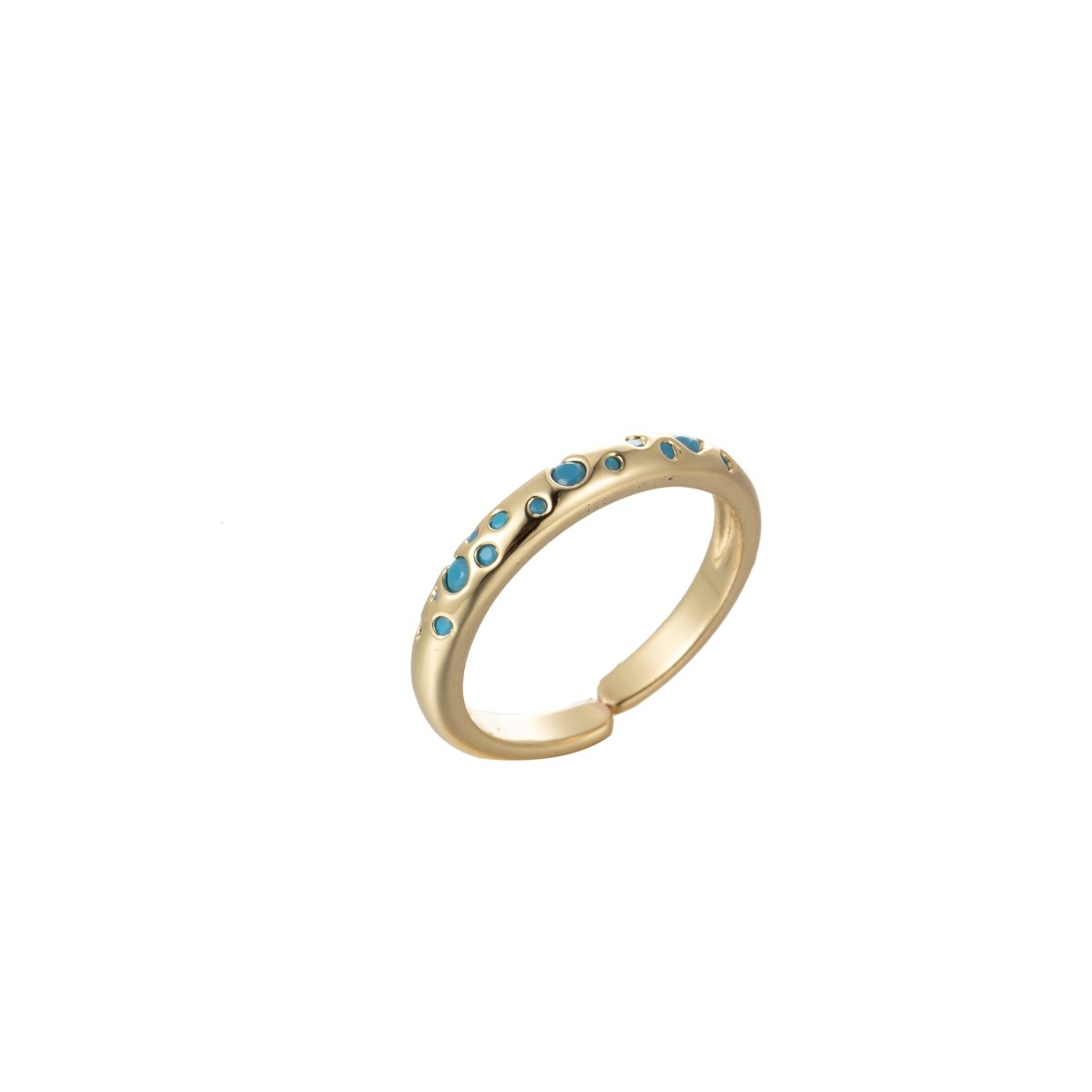 Dainty Stardust Ring Open Adjustable Ring Cubic Zirconia Galaxy Pink/Teal/Blue/Green Cz Pave O-902~O-905 - DLUXCA