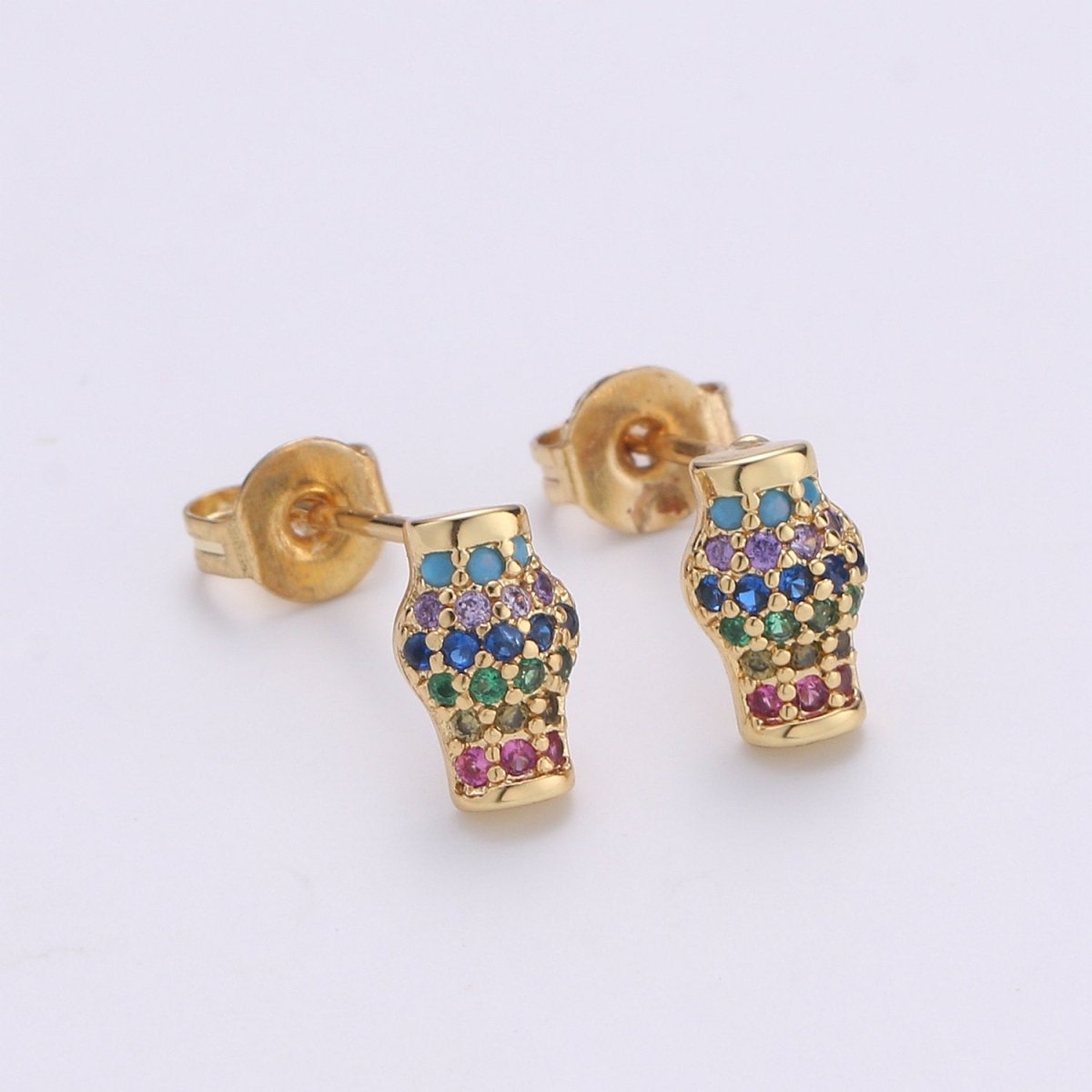 Dainty Stud EARING 1 pair Lampion Earring Gold Micro Pave Earring for Jewelry Christmas Gift Idea Q-267 - DLUXCA