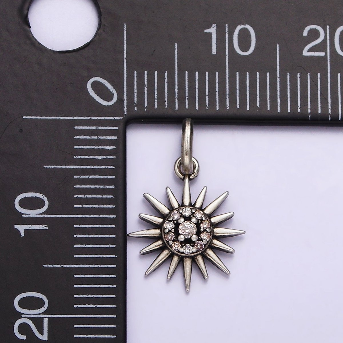 Dainty Sun Charm in 925 Sterling Silver Pendant Micro Pave Sun Ray Celestial Jewelry SL-302 - DLUXCA
