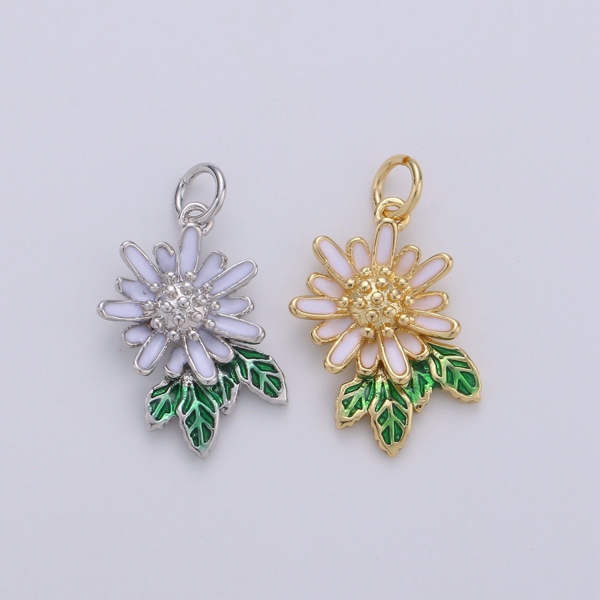 Dainty Sun Flower Charms Enamel Gold Plated for Bracelet Necklace Earring Component Summer Jewelry Flower Floral Pendant D-262 D-263 - DLUXCA