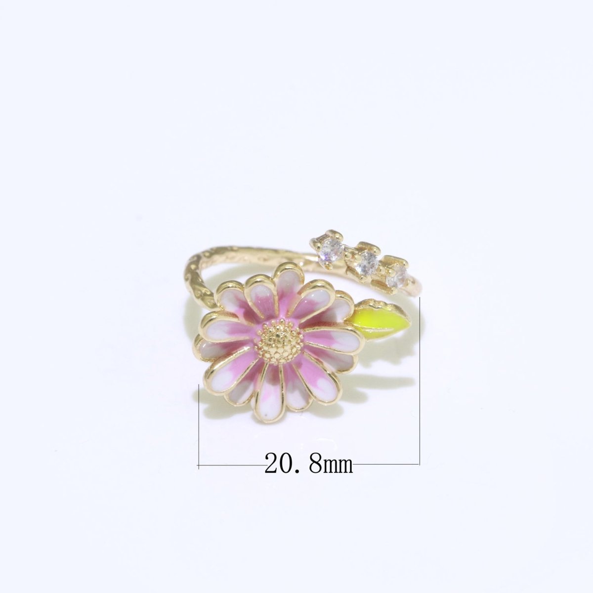 Dainty Sun Flower Stacking Ring, Gold Minimalistp Ring Open Adjustable Ring Enamle Ring Gold Filled O-539 - DLUXCA