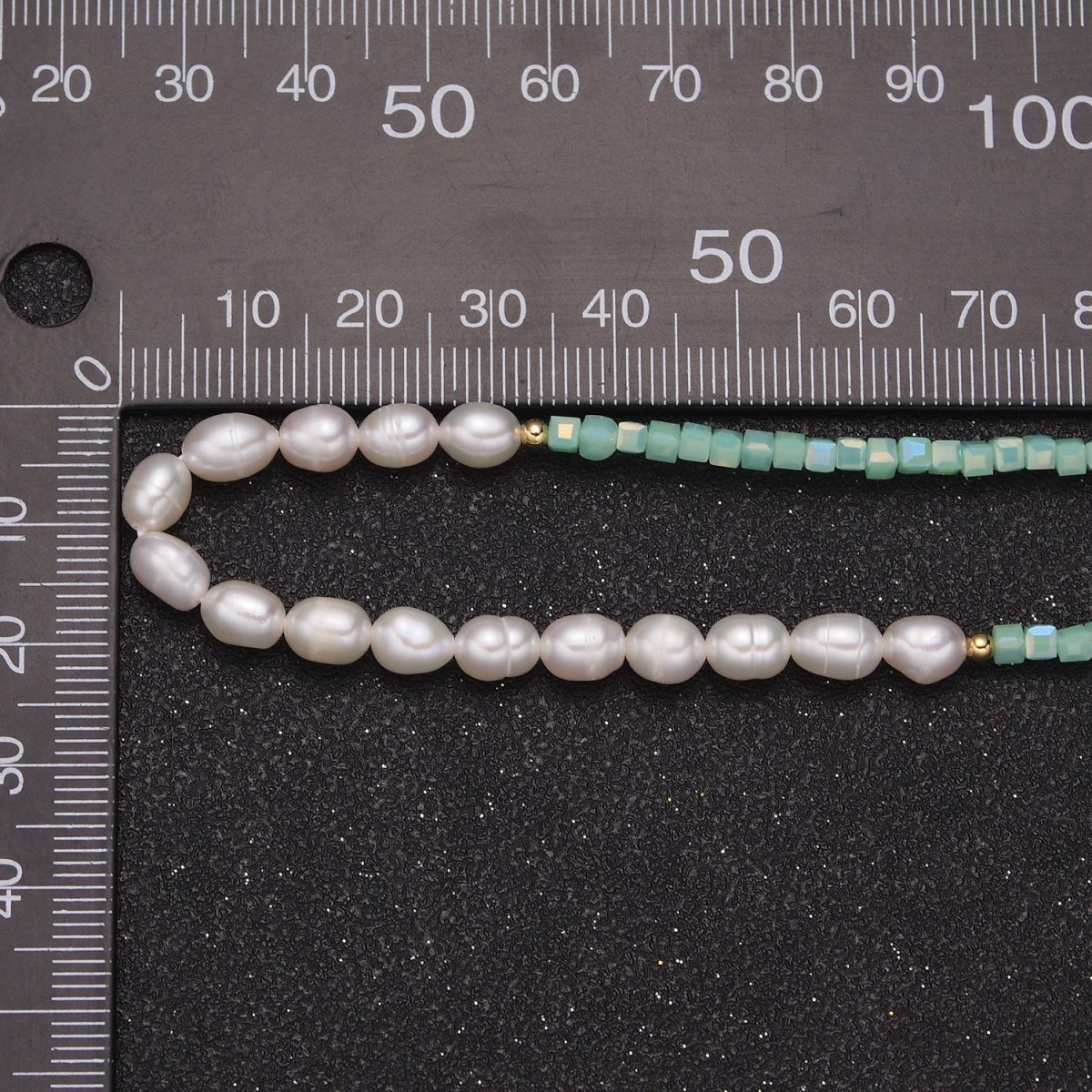 Dainty Teal Bead Freshwater Pearl Beaded Necklace, Seed Bead Jewelry, Gifts for Her | WA-446 Clearance Pricing - DLUXCA