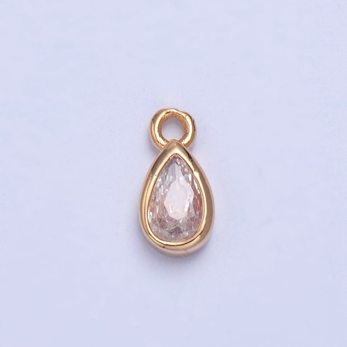 Dainty Teardrop Cubic Zirconia CZ Charm For Jewelry Making X-028 - DLUXCA