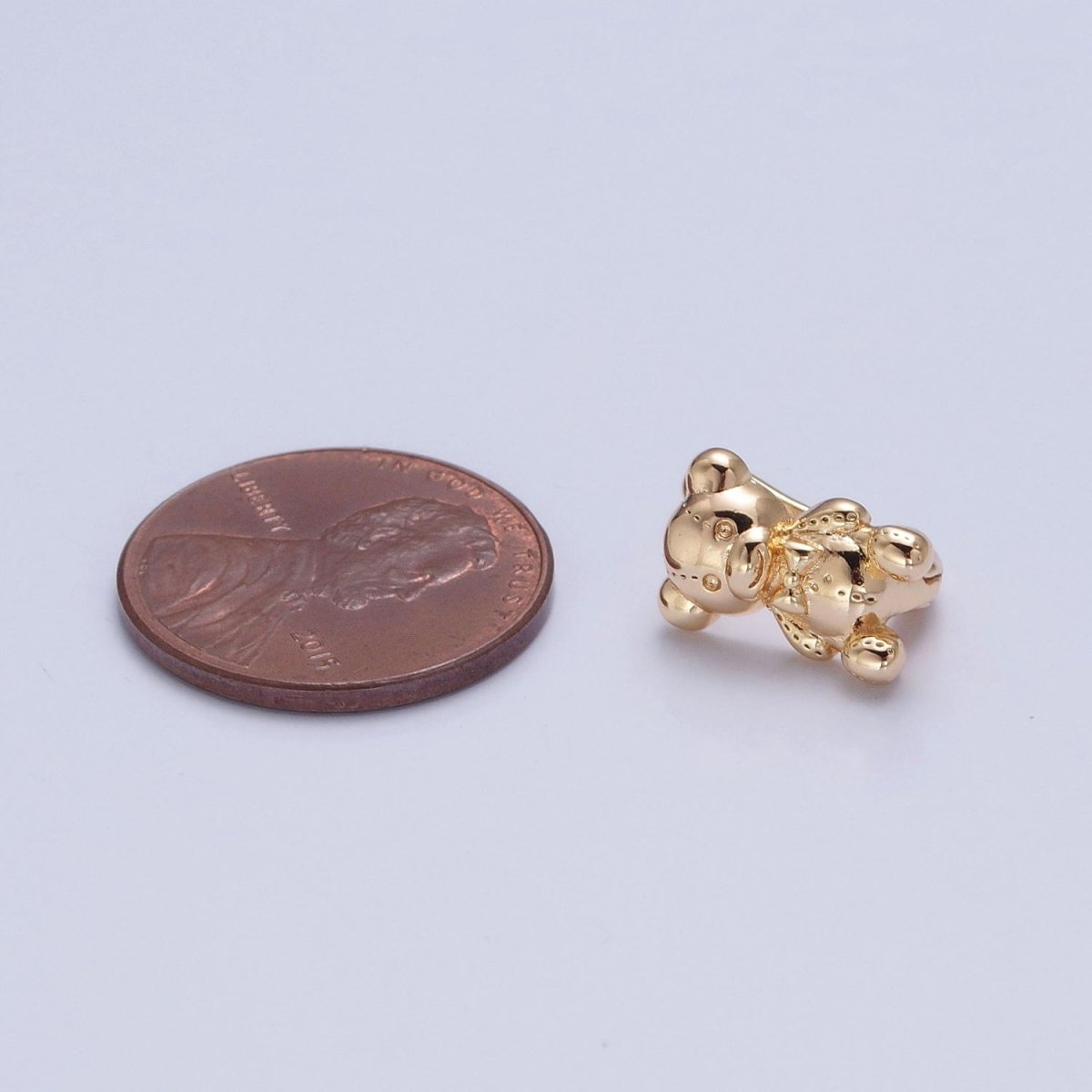 Dainty Teddy Bear Huggie Earring Gold Hoop Earring T-441 - DLUXCA