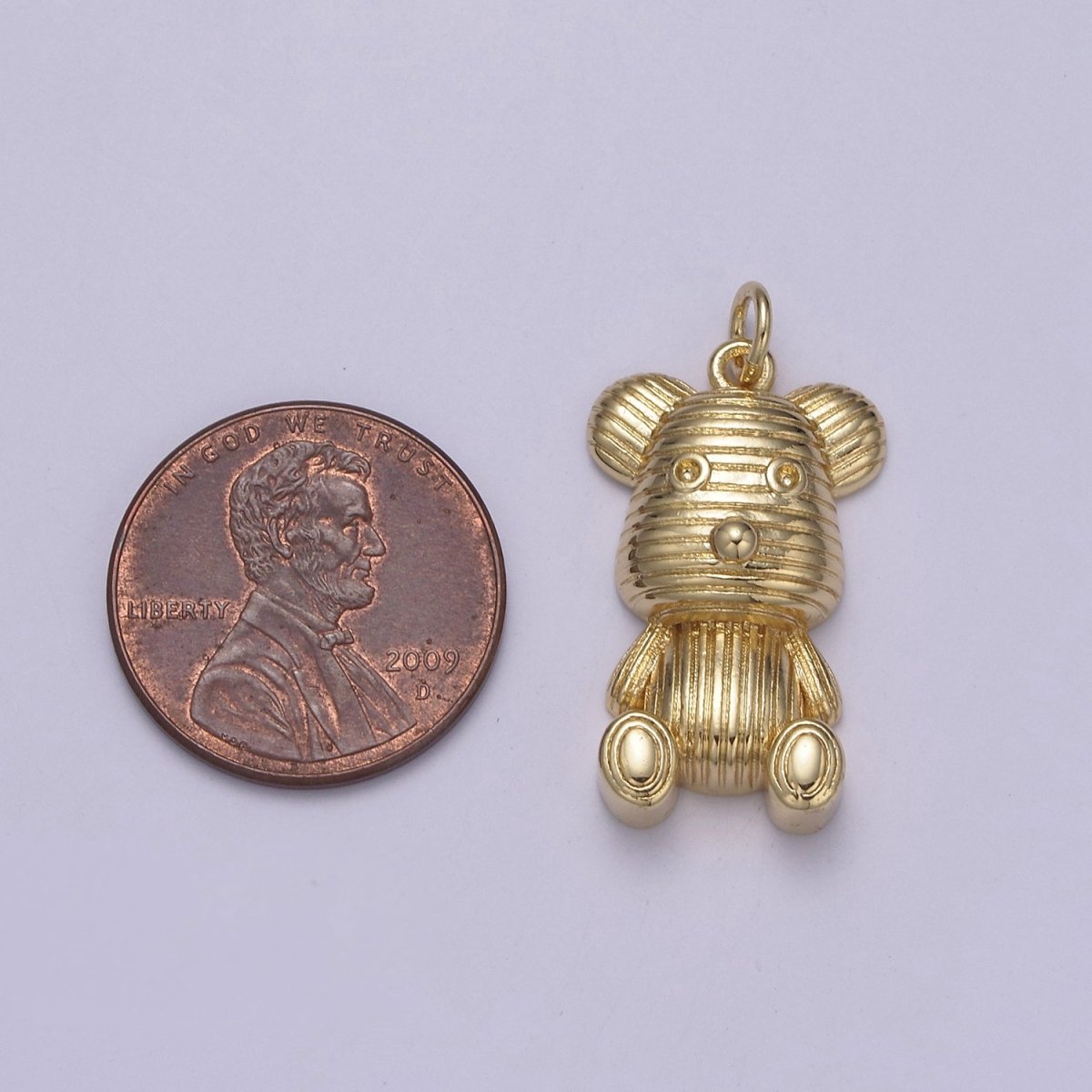 Dainty Teddy Bear Pendant in 14k Gold Filled Charm for Kids Jewelry W-190 - DLUXCA