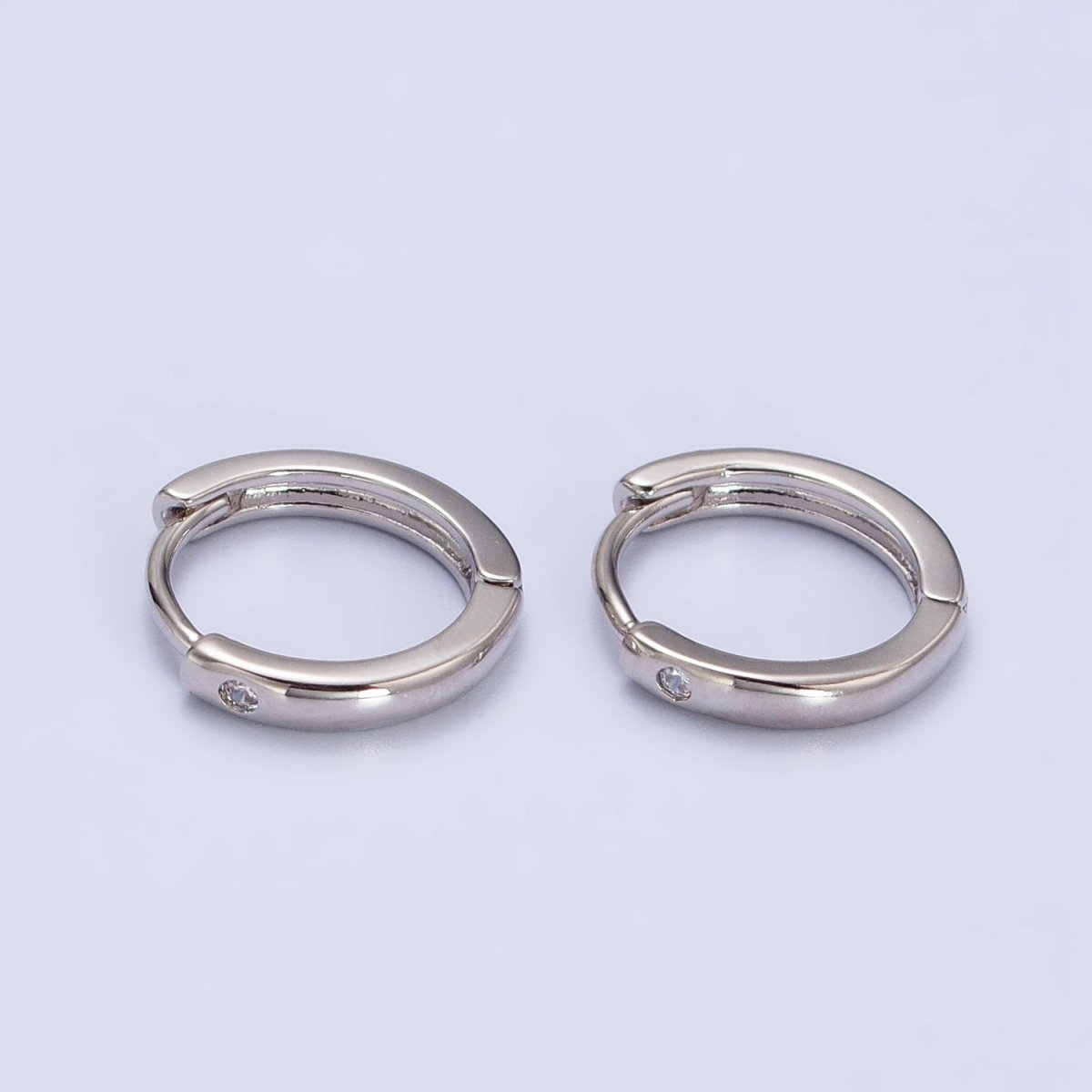 Dainty Thin 12mm Cartilage Minimalist Silver Huggie Earrings | AB267 - DLUXCA