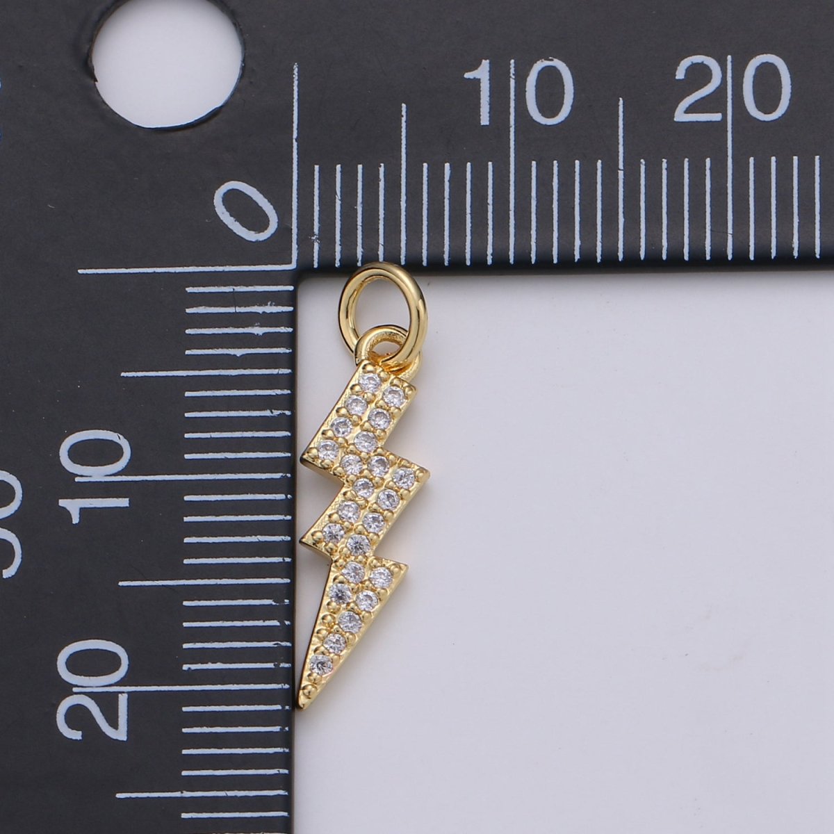 Dainty Thunder Bold Gold Filled Charm with CZ Crystal - D-277 - DLUXCA