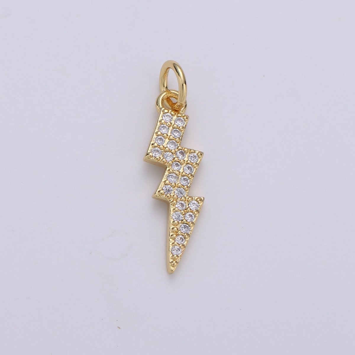 Dainty Thunder Bold Gold Filled Charm with CZ Crystal - D-277 - DLUXCA