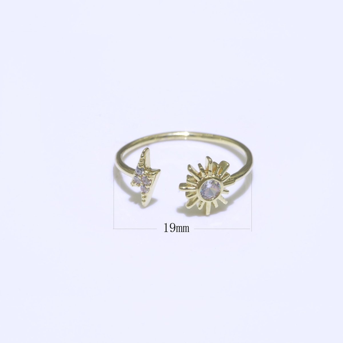 Dainty Thunder Sun Ring Open Adjustable Ring Gold Filled Celestial Jewelry O-493 - DLUXCA