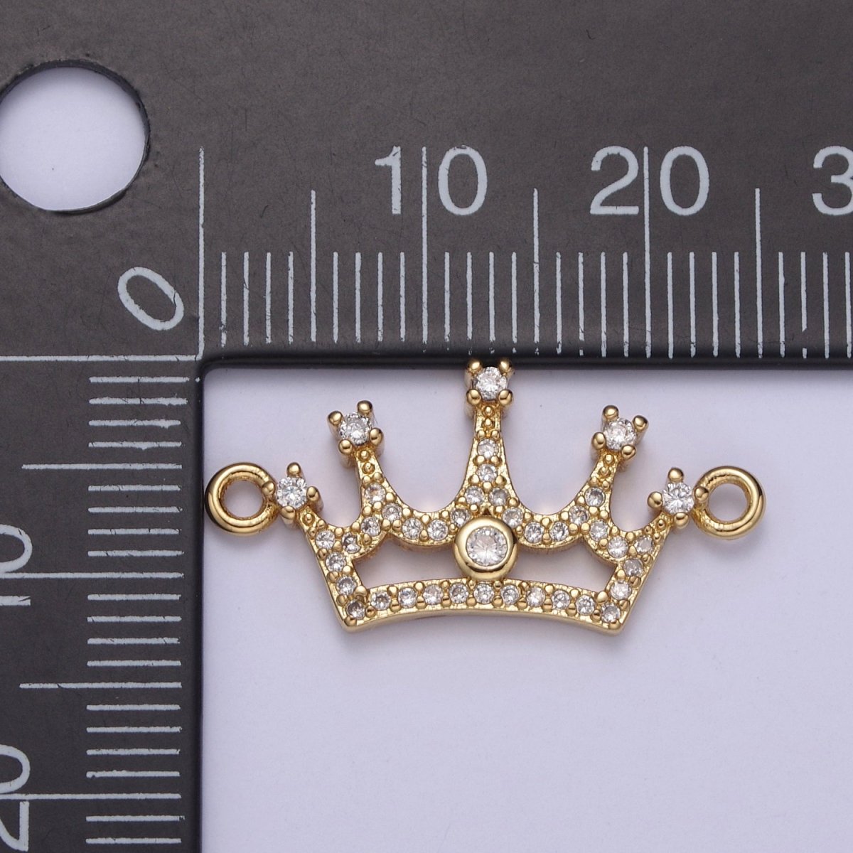 Dainty Tiara Charm Connector in 24k Gold Filled Micro Pave Princess Crown Gift Bracelet Jewelry Making Supply N-120 - DLUXCA