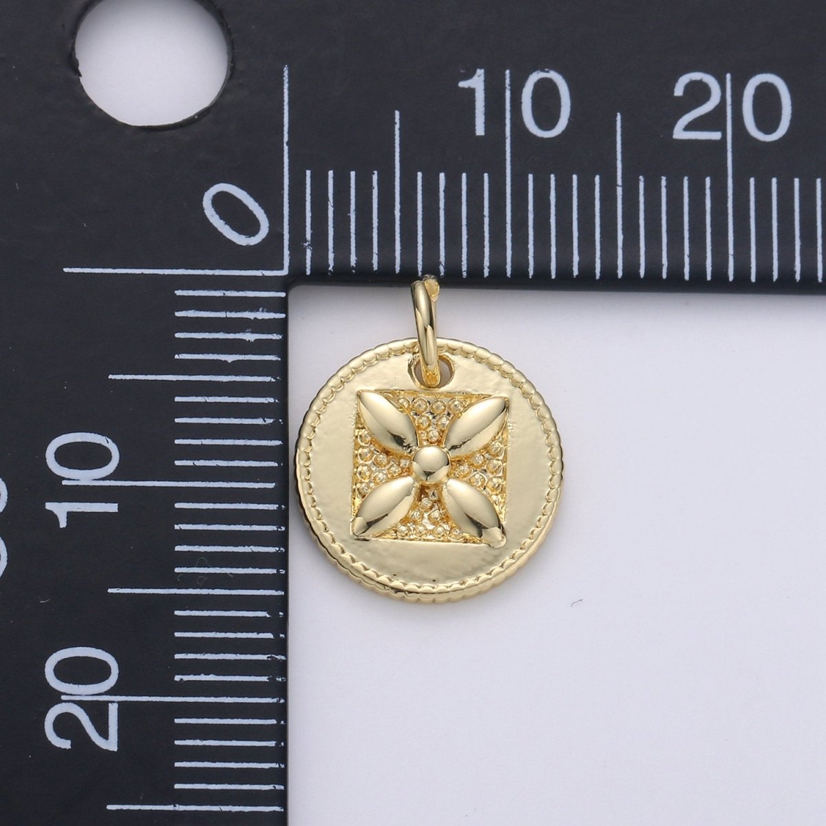 Dainty Tiny Small Flower Charm Monogram Pendant Gold Four leaf petal charm for DIY Jewelry Making 24k Gold Filled Findings D-544 - DLUXCA