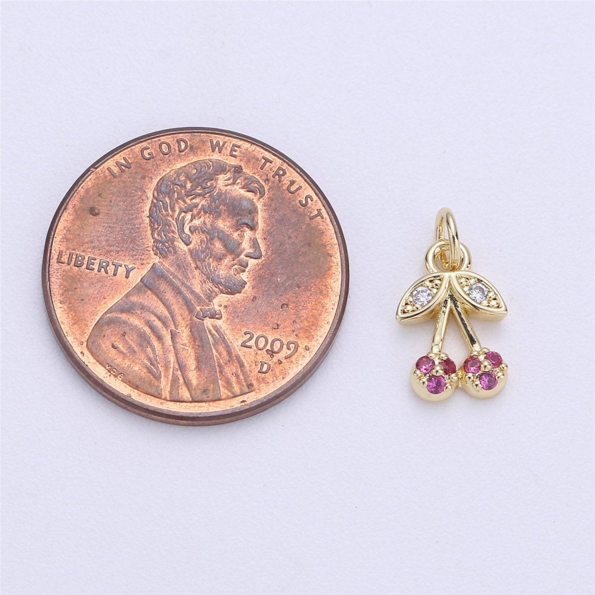 Dainty Tiny Teeny Delicate Red Cherry Charm in 18k Gold Filled for Necklace Pendant, Earring Bracelet Charm Gift DIY Jewelry Making SuppliesC-245 - DLUXCA