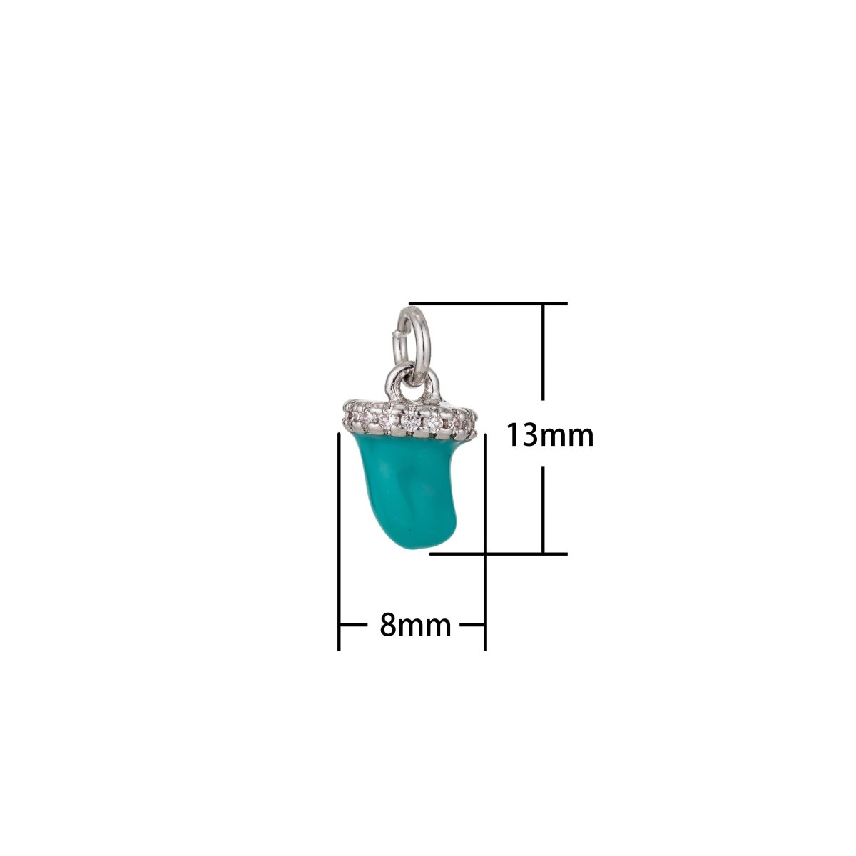 Dainty Tiny Tusk Drop Charm, Dainty Horn Turquoise Charms with CZ for Bracelet Earring Necklace Jewelry Making Supply Gold Filled, C433 - DLUXCA