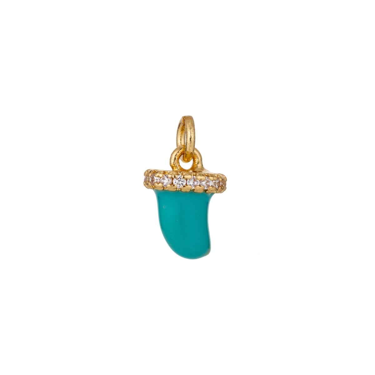 Dainty Tiny Tusk Drop Charm, Dainty Horn Turquoise Charms with CZ for Bracelet Earring Necklace Jewelry Making Supply Gold Filled, C433 - DLUXCA