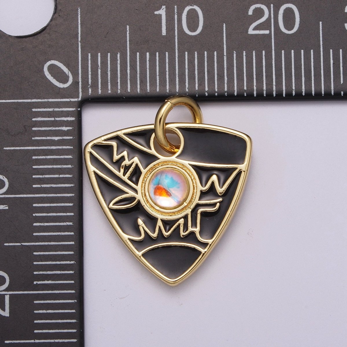 Dainty Triangle Charm Add on Opal Eye Charm Enamel Geometry Jewelry Pink Black White Green Color M-864 - M-867 - DLUXCA