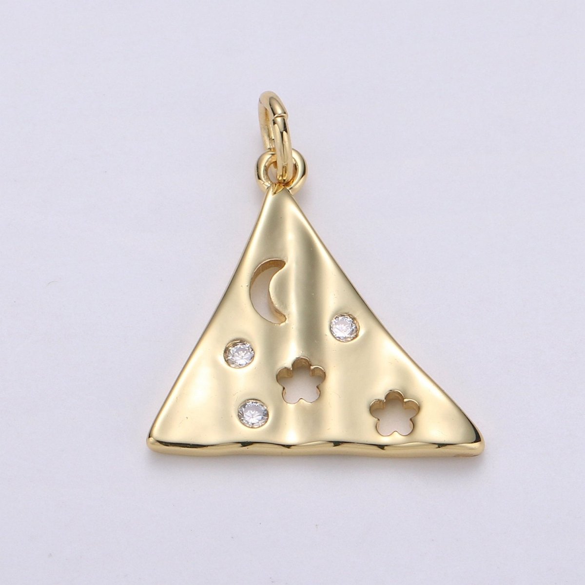 Dainty Triangle Charm Jewelry Gold Crescent Moon and star Charm Jewelry Making Supply 24K Gold Filled Findings Charm Star JewelryC-561 - DLUXCA