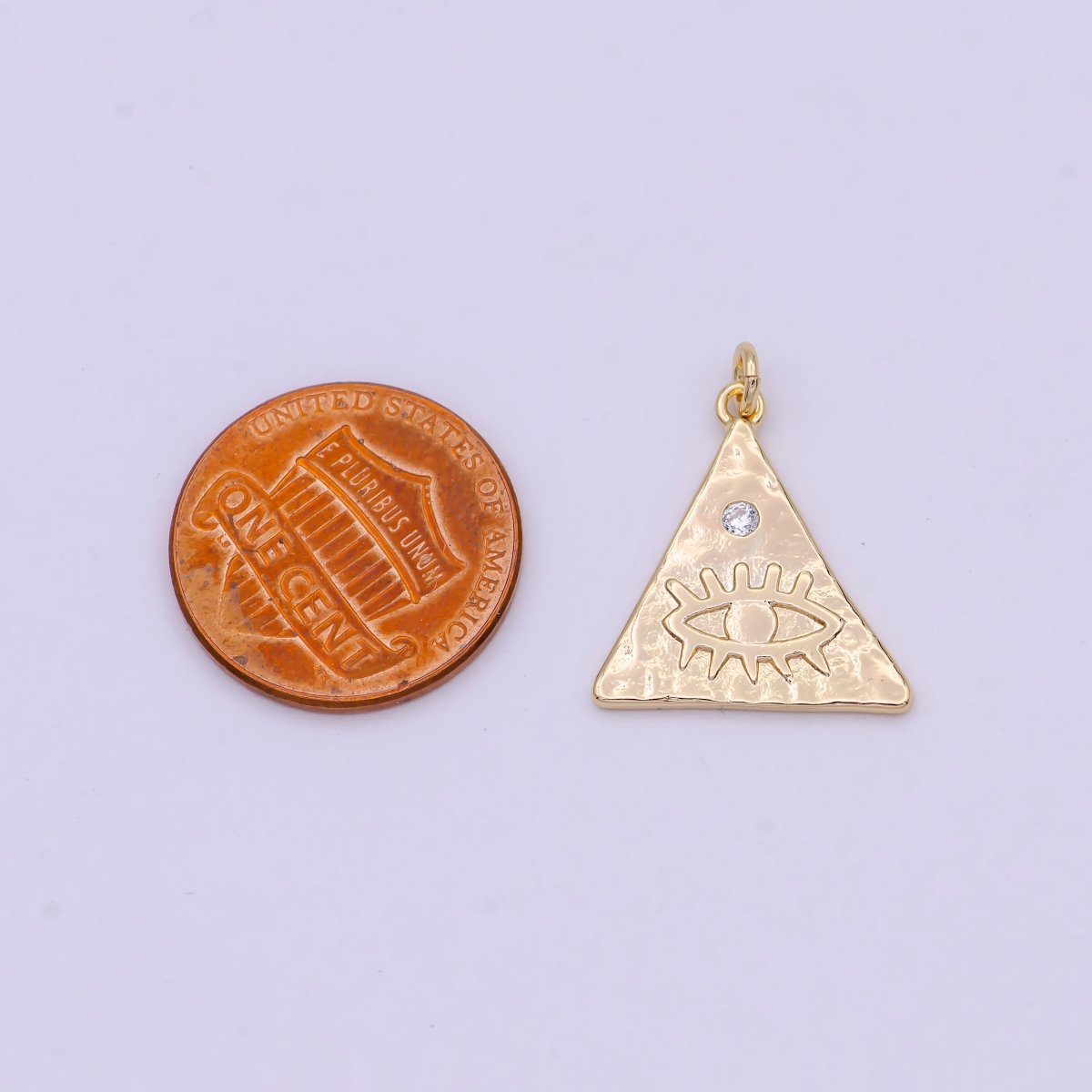 Dainty Triangle Evil Eye Charm Eye of Ra Amulet Pendant for Necklace Earring Bracelet Supply N-364 - DLUXCA