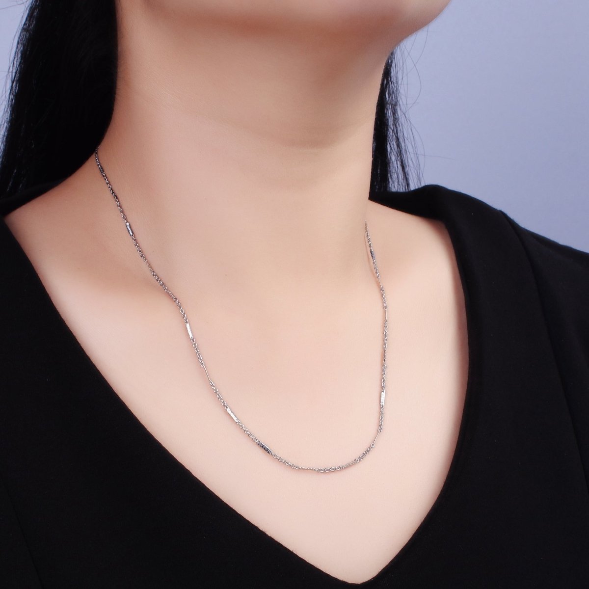 Dainty Tube Chain Necklace for Women Stainless Steel Necklace 19.68 inch long | WA-2105 Clearance Pricing - DLUXCA