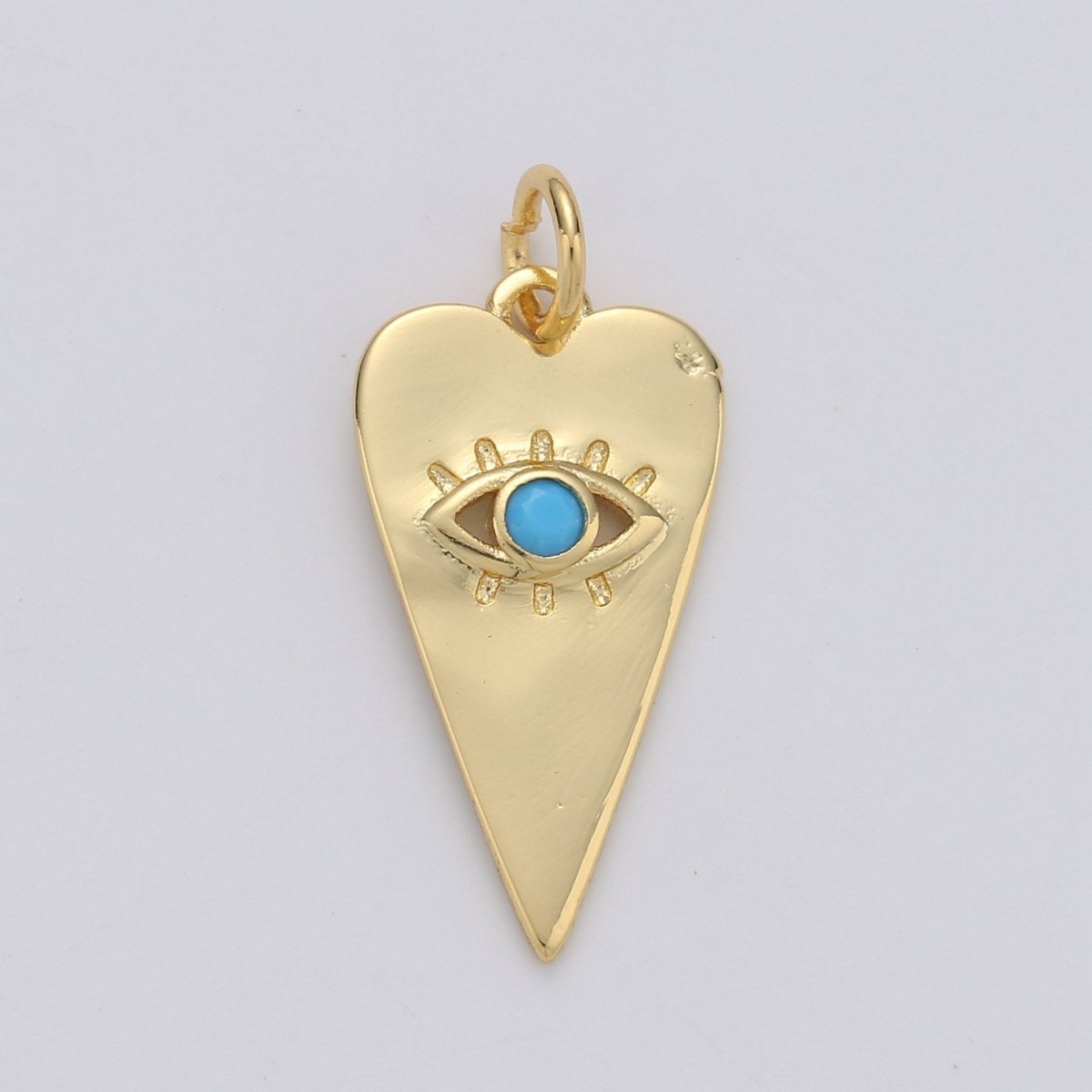 Dainty Turquoise Evil Eye Charm - 14k Gold Filled heart shaped Charm Gold Greek eye of Ra pendant D-124 D-125 - DLUXCA