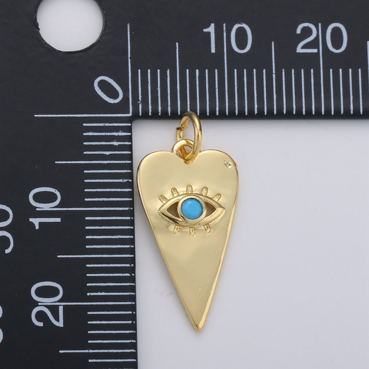 Dainty Turquoise Evil Eye Charm - 14k Gold Filled heart shaped Charm Gold Greek eye of Ra pendant D-124 D-125 - DLUXCA