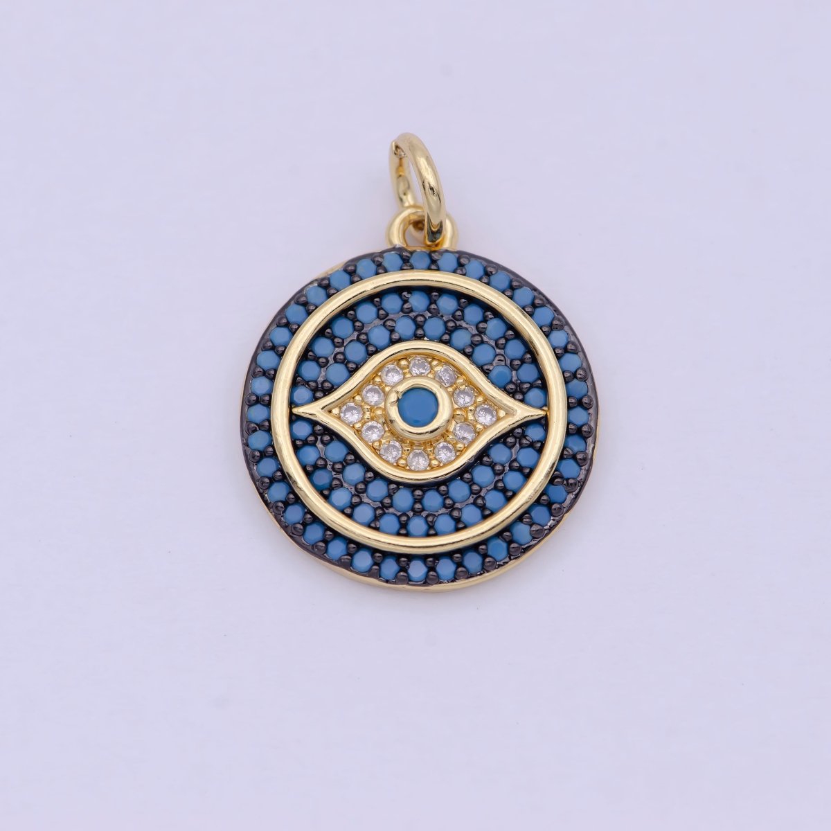 Dainty Turquoise Evil Eye Pendant for Necklace Charm in 24k Gold Filled Evil Eye Charm for Bracelet Necklace Earring Supply 20x15mm D-335 - DLUXCA