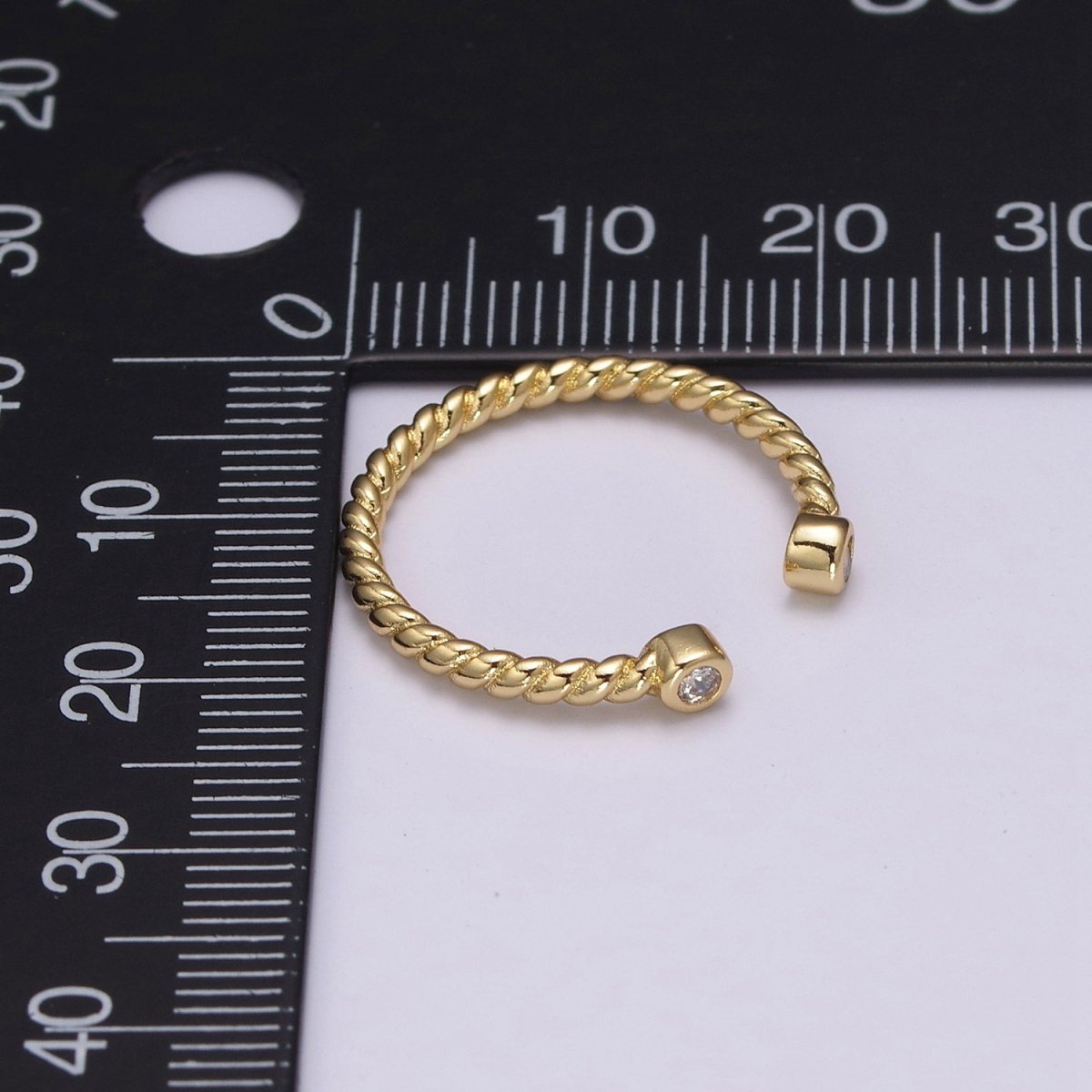 Dainty Twisted Ring Gold Cz open Adjustable Ring U-150 - DLUXCA
