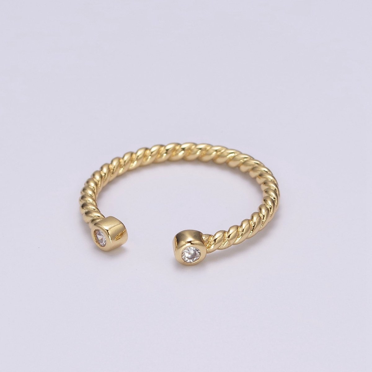 Dainty Twisted Ring Gold Cz open Adjustable Ring U-150 - DLUXCA