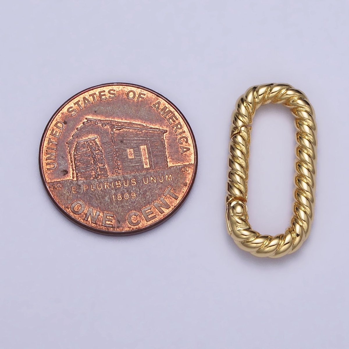 Dainty Twisted Rope Oval Gold Push Gate ring Oval Twisted Rope Ring Charm Holder Enhanced Link for Jewelry Supply Z-301 Z-302 - DLUXCA