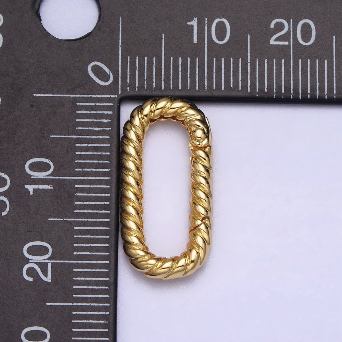 Dainty Twisted Rope Oval Gold Push Gate ring Oval Twisted Rope Ring Charm Holder Enhanced Link for Jewelry Supply Z-301 Z-302 - DLUXCA