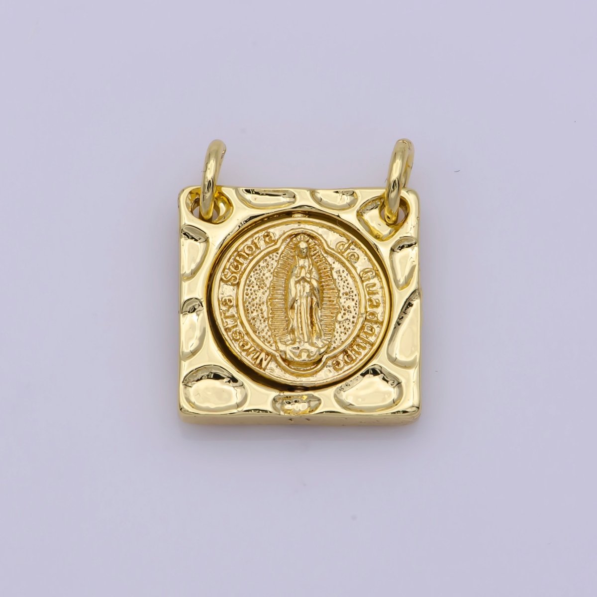 Dainty Vintage Square Lady Guadalupe Charm Religious Medallion Necklace Pendant Virgin Mary for Jewelry Making G-875 - DLUXCA