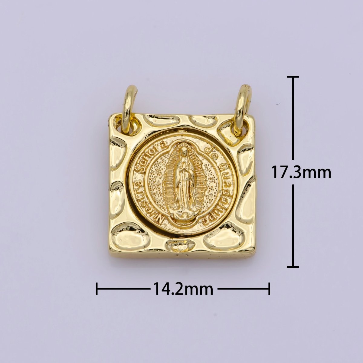 Dainty Vintage Square Lady Guadalupe Charm Religious Medallion Necklace Pendant Virgin Mary for Jewelry Making G-875 - DLUXCA