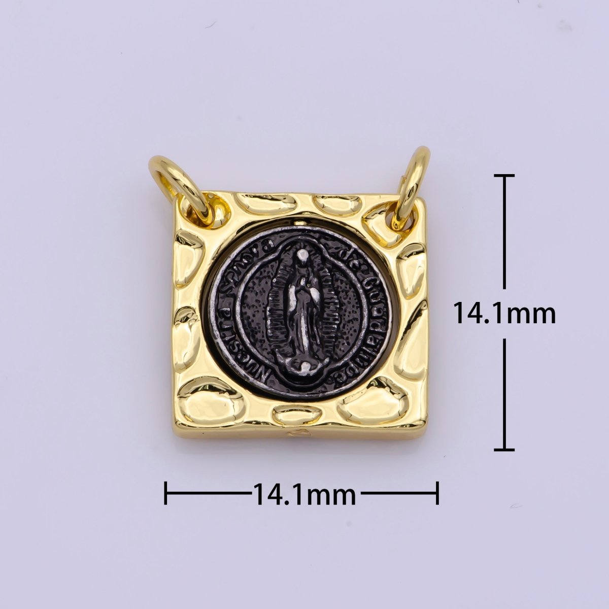 Dainty Vintage Square Lady Gudalupe Charm Religious Medallion Necklace Pendant Mother Virgin Mary for Jewelry Making - DLUXCA