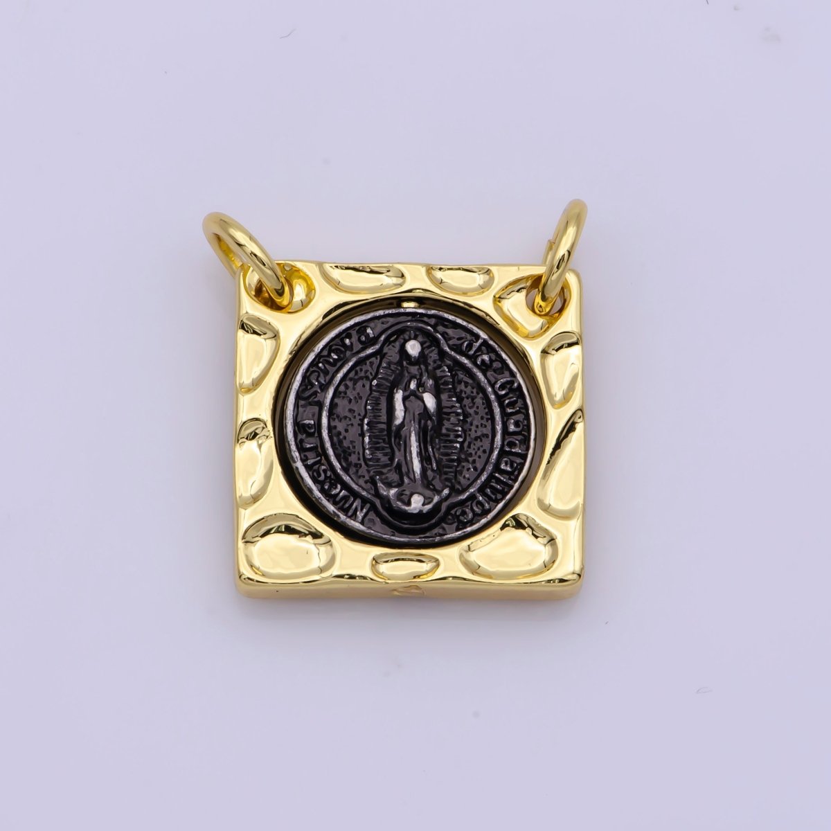 Dainty Vintage Square Lady Gudalupe Charm Religious Medallion Necklace Pendant Mother Virgin Mary for Jewelry Making - DLUXCA