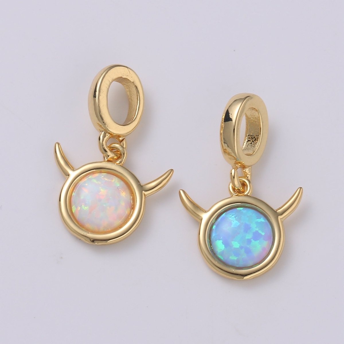 Dainty White Opal Pendant, Opal Round gemstone, Dainty pendants, Opal Charm Devil Face Charm Cute Devil Pendant for Minimalist Jewelry H-500 H-506 - DLUXCA