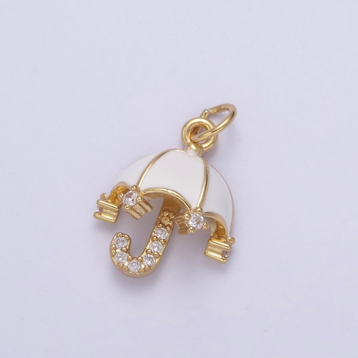 Dainty White Umbrella Charm for Bracelet Necklace Earring Supply N-750 - DLUXCA