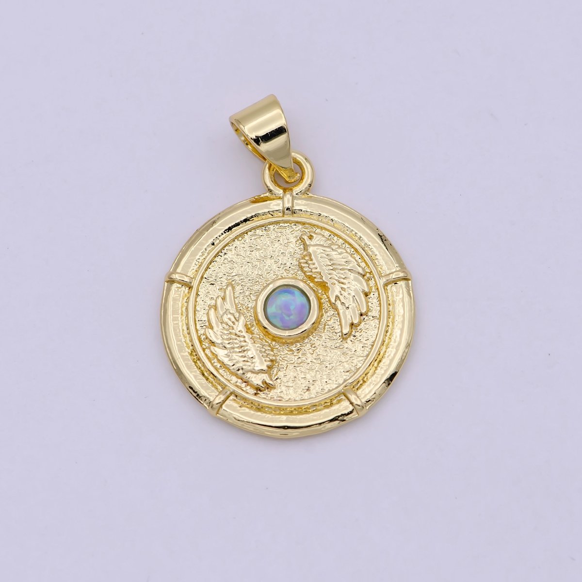 Dainty Wing Gold Opal Pendant Necklace / Blue Opal Angel Wing Charm for Necklace Bracelet Supply H-557 H-560 - DLUXCA