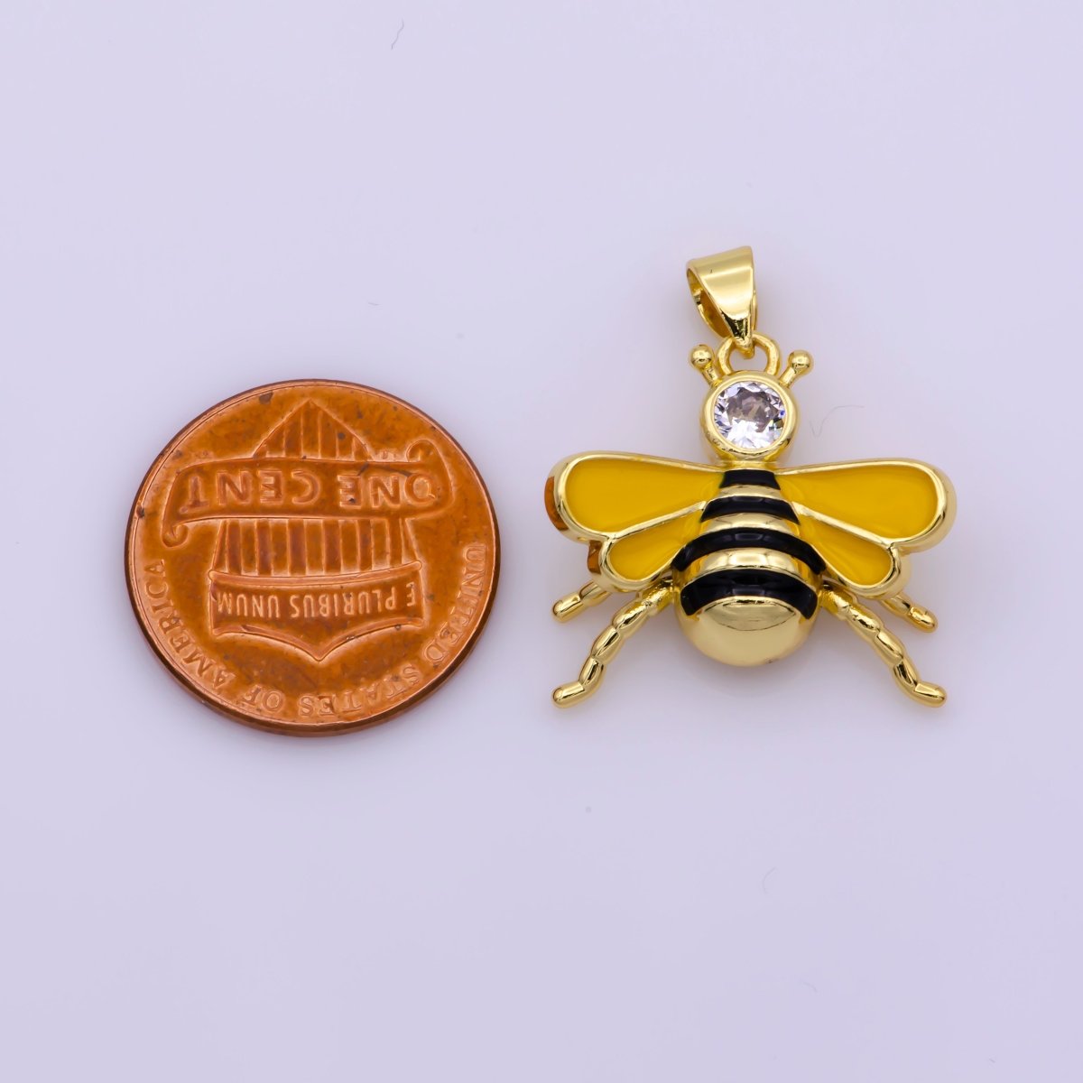 Dainty Yellow Bee Pendant N-1348 - DLUXCA