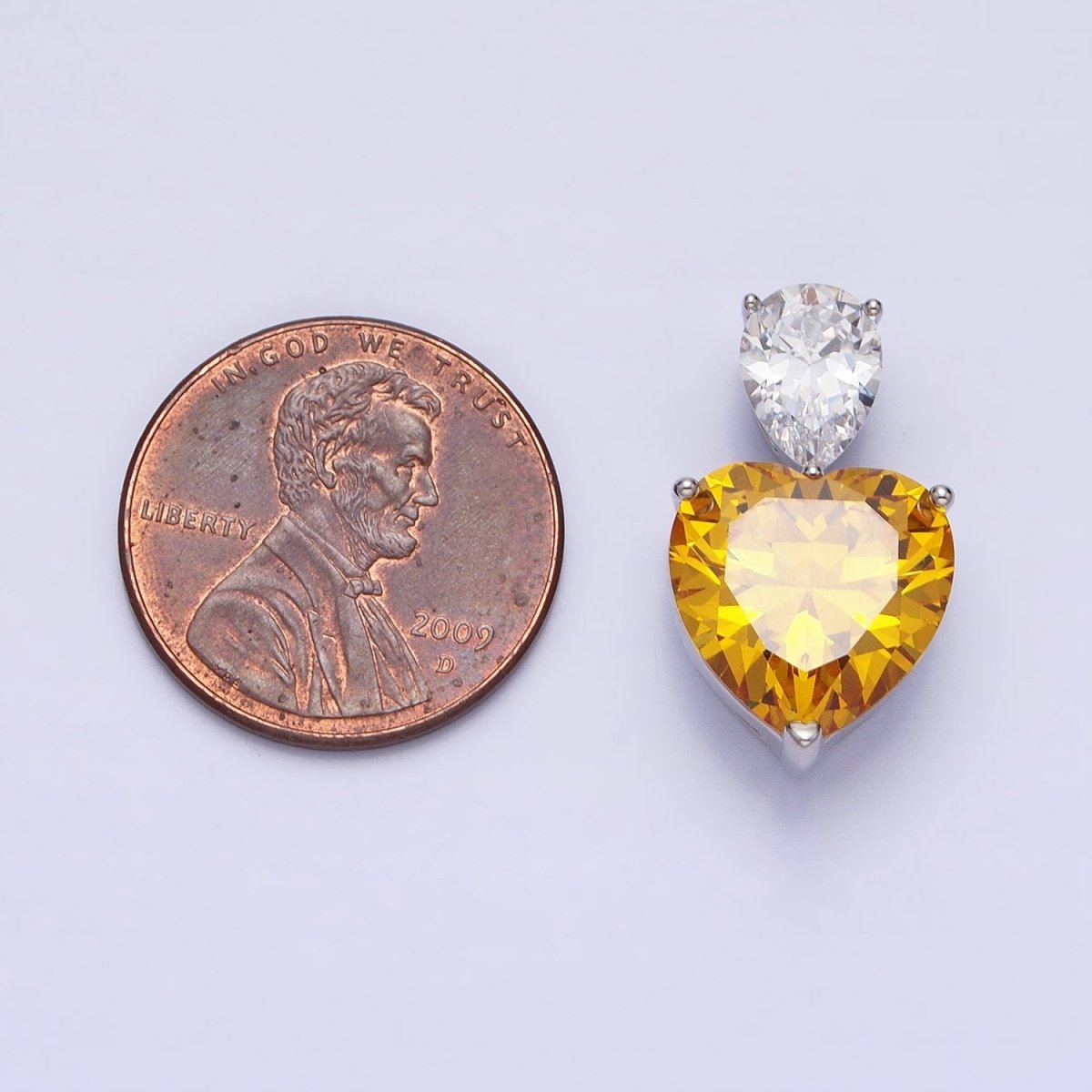 Dainty Yellow Citrine Cubic Zirconia Heart Pendant for Valentine Jewelry AA248 - DLUXCA