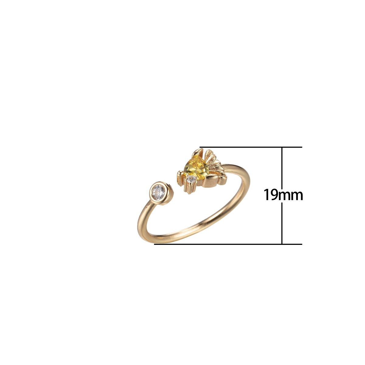Dainty Yellow Cubic Ring Gold Band Open Adjustable Ring O-989 - DLUXCA