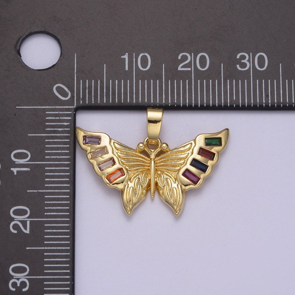 Dainty Yellow Gold Mariposa Butterfly Cham Pendant N-599 - DLUXCA