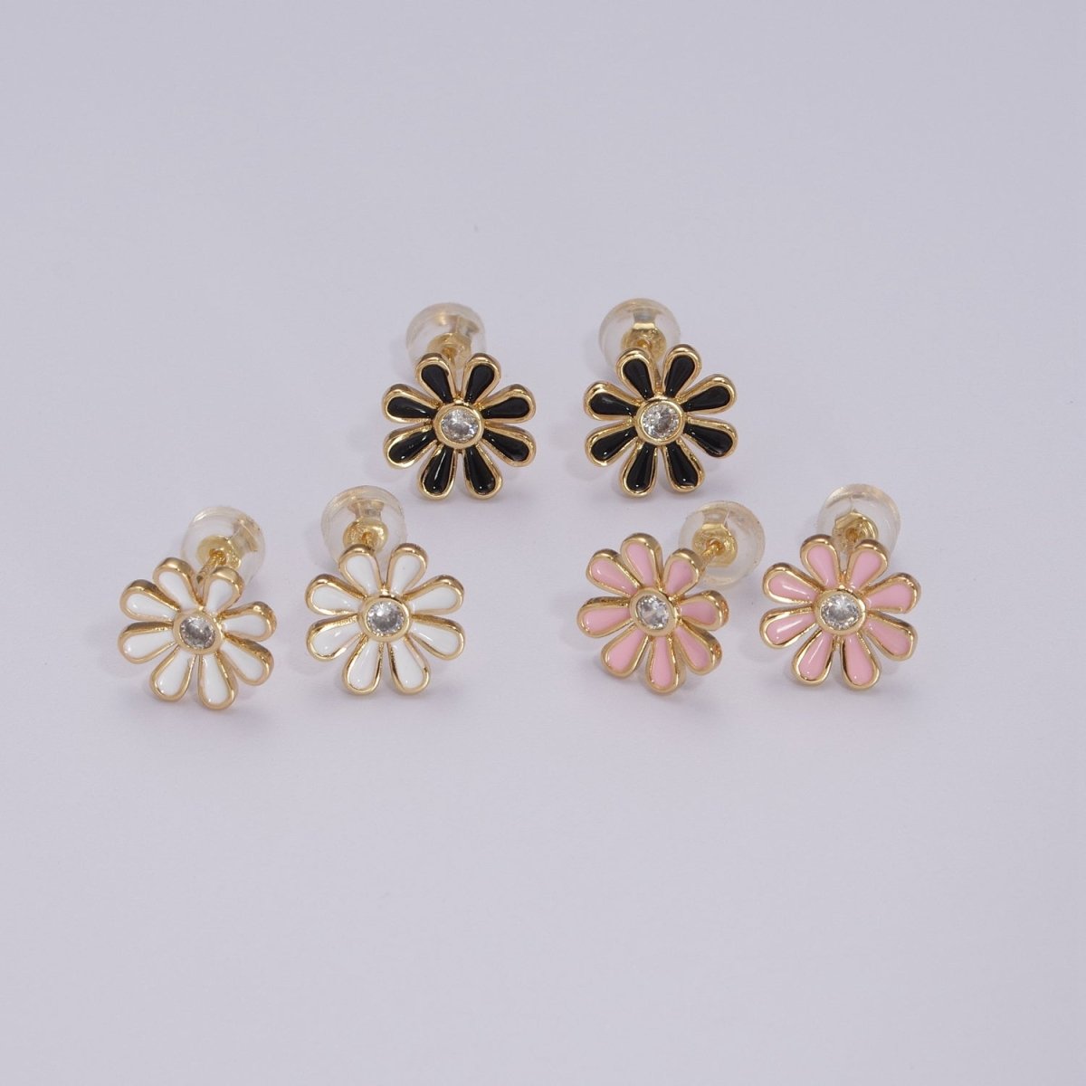 Daisy Earring Studs Floral Flower 18K Gold Plated Cute Dainty Earring for Gift T-198 ~ T-200 - DLUXCA