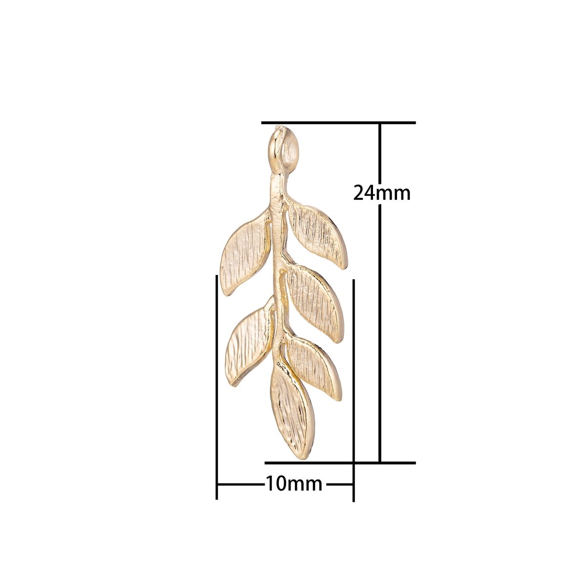 Dangle 18k Gold Filled Laurel Leaf Charm for Bracelet Necklace Pendant Earring Floral Dainty Findings for Jewelry MakingC-390 - DLUXCA