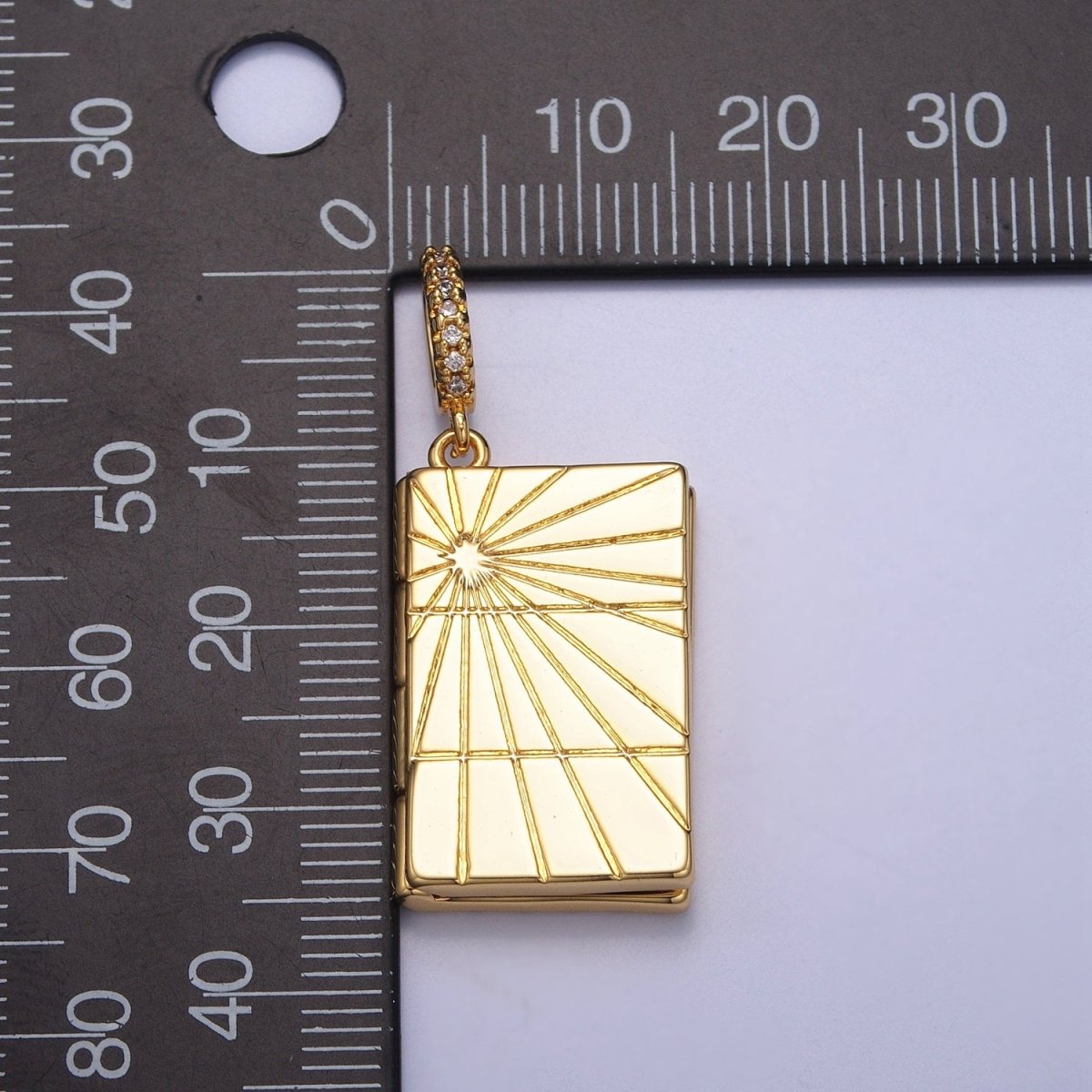 Dangle Book Locket Pendant Sun Burst Locket Charm Necklace 14K Gold Filled J-480 - DLUXCA