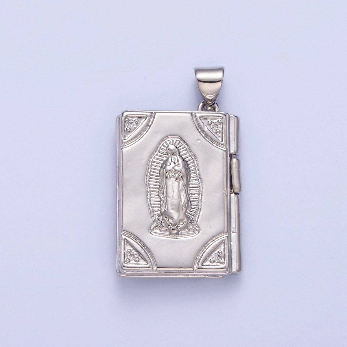 Dangle Book Locket Pendant VIRGIN MARY Lady Guadalupe Locket Charm Necklace 14K Gold Filled I-227 I-230 - DLUXCA